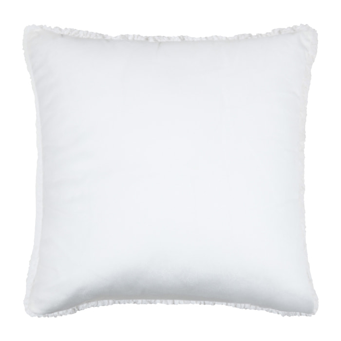 Coussin carré fausse fourrure avec recto velours - Blanc