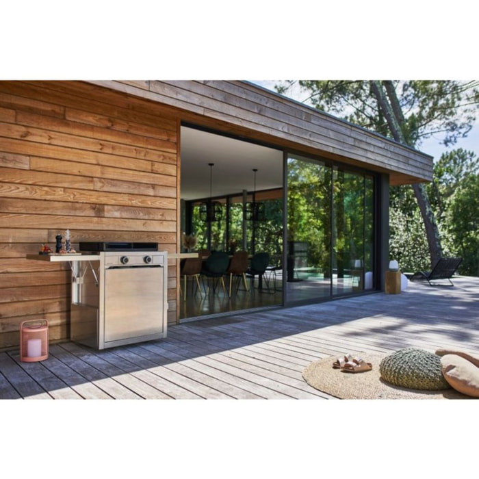 Chariot Plancha FORGE ADOUR CH MIF 60 en inox fermé compatible plancha Modern 60