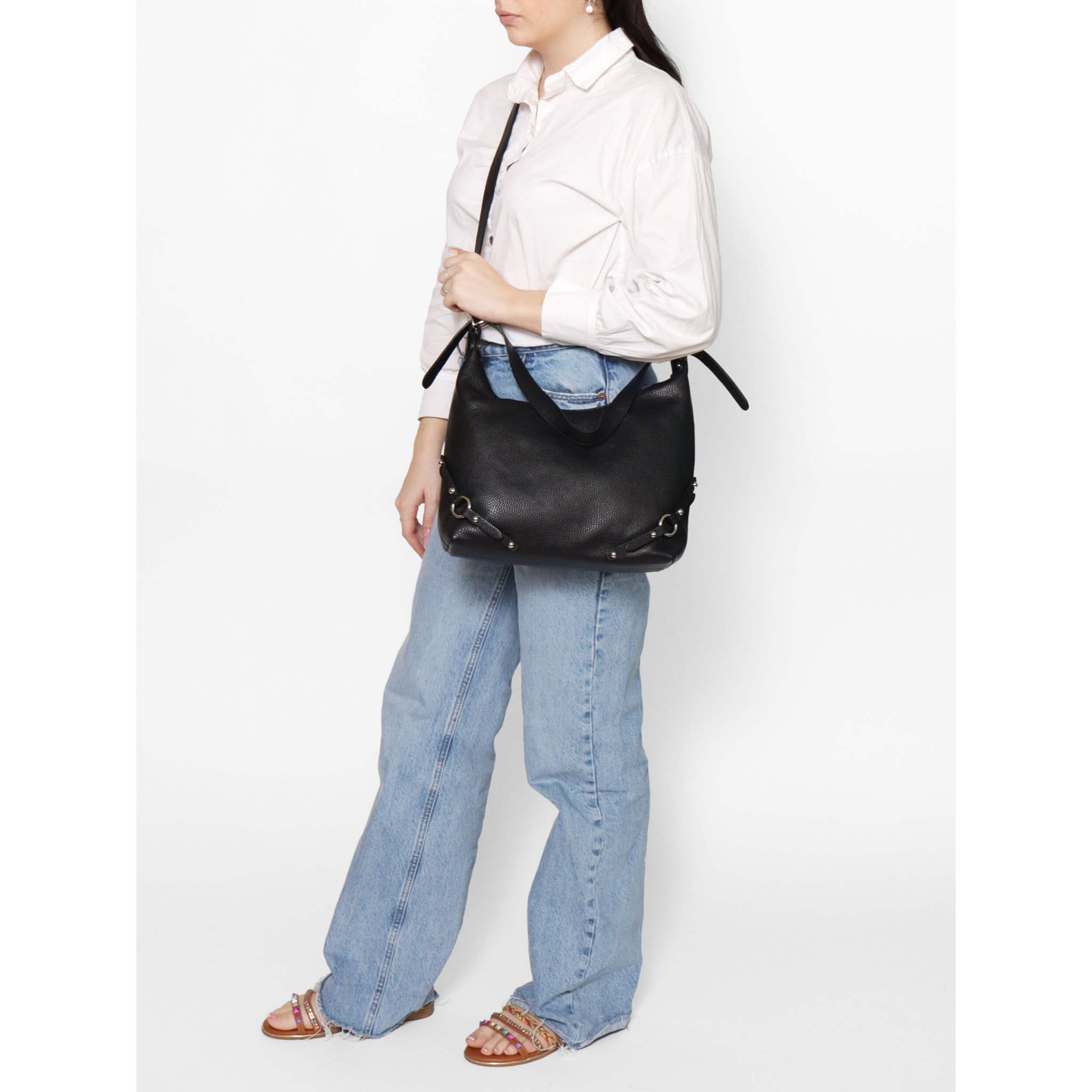 Borsa a spalla da donna In Vera pelle Made in Italy 30x30x9 cm