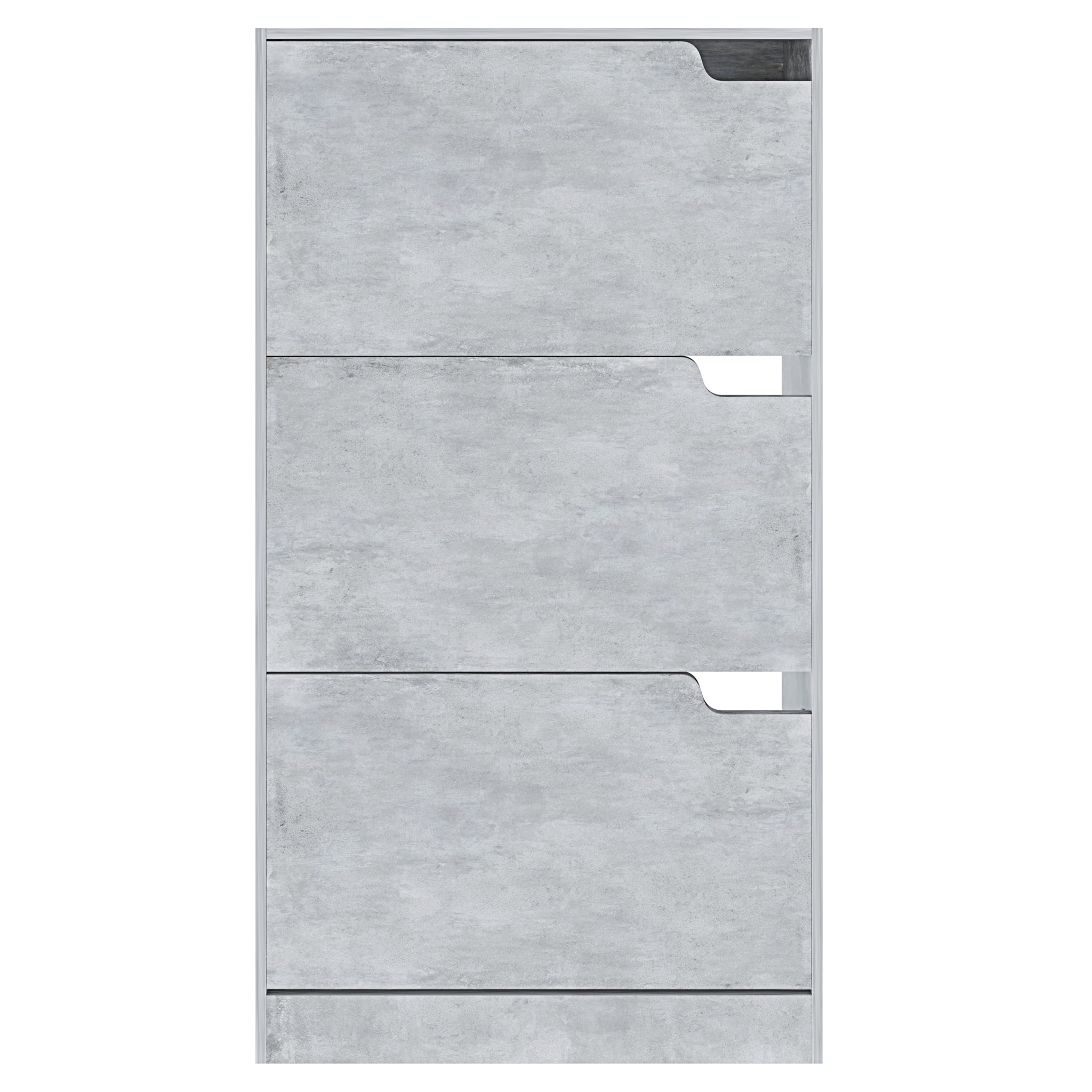 Scarpiera Portascarpe 3 Ante In Legno MDF Salvaspazio A Ribalta Maniglie A Scomparsa Per Ingresso Soggiorno Casa Camera 115x24x63 Cm Grigio Cemento