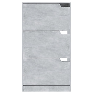 Scarpiera Portascarpe 3 Ante In Legno MDF Salvaspazio A Ribalta Maniglie A Scomparsa Per Ingresso Soggiorno Casa Camera 115x24x63 Cm Grigio Cemento
