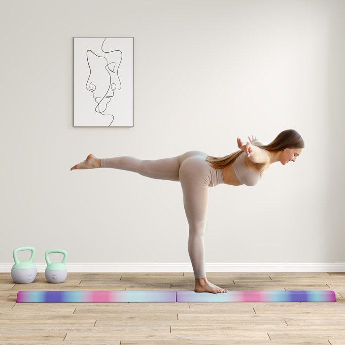 Poutre gymnastique pliable 236 cm - poutre d'équilibre antidérapante - revêtement PVC multicolore