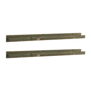 Pack 2 estantes de madera maciza flotante tono verde varias medidas