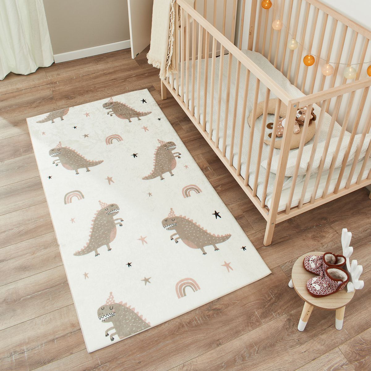 HAPPY - Tapis dinosaure vert pour chambre enfant et bébé