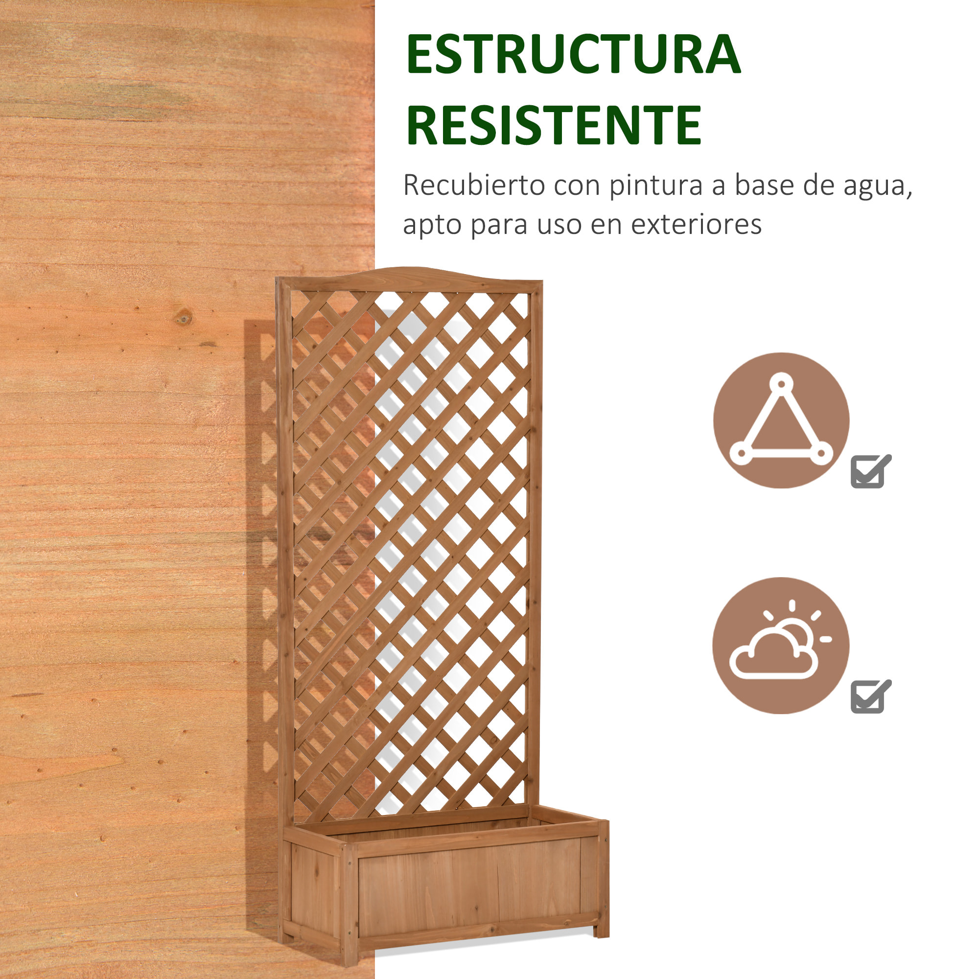 Jardinera con Enrejado Madera Arriate para Trepadora Flores 76x36x170 cm Marrón