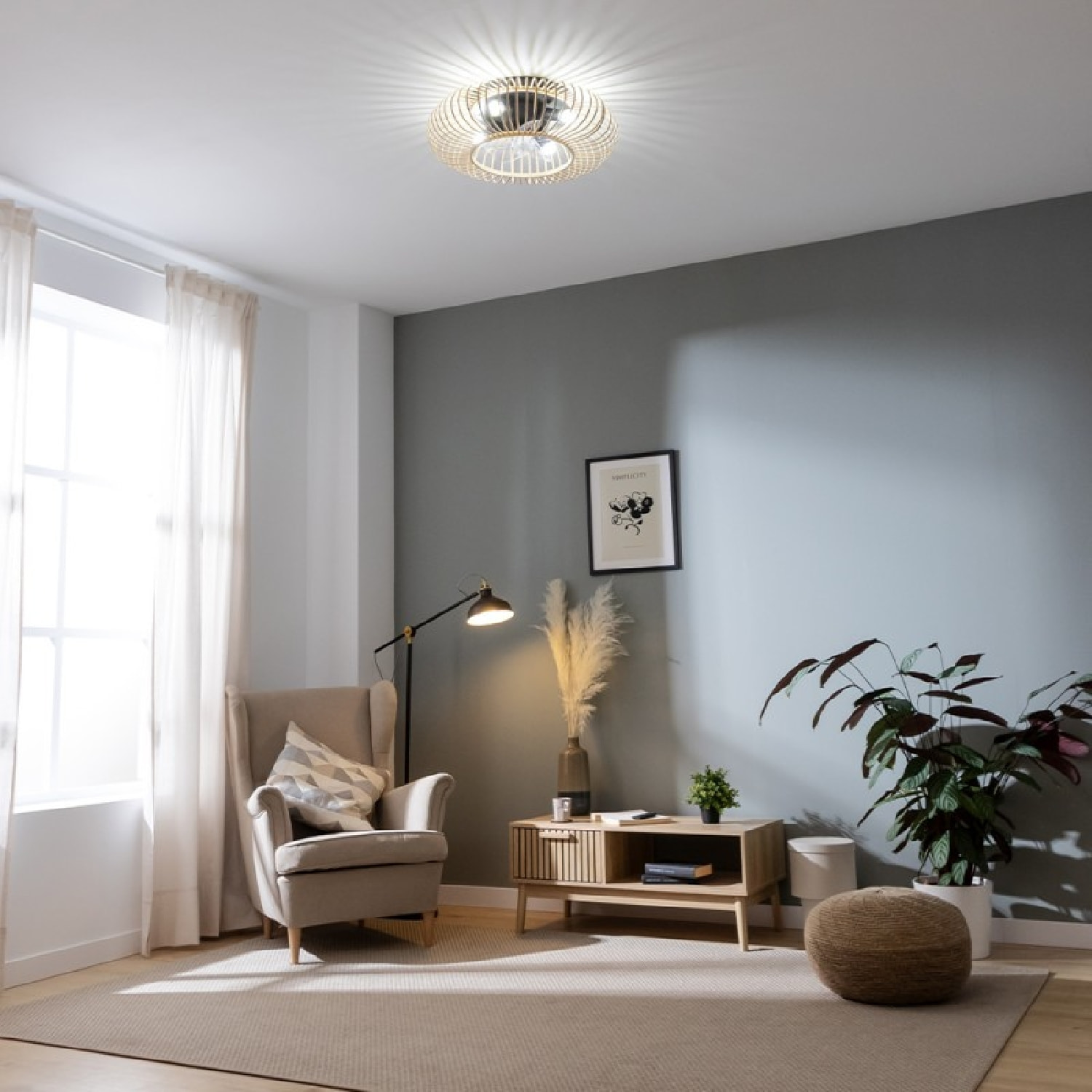 Cecotec Ventilateur de plafond avec lampe EnergySilence LampAero 600 Natural Lig