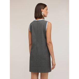 Motivi - Vestito fantasia check con bordo a contrasto - Grigio
