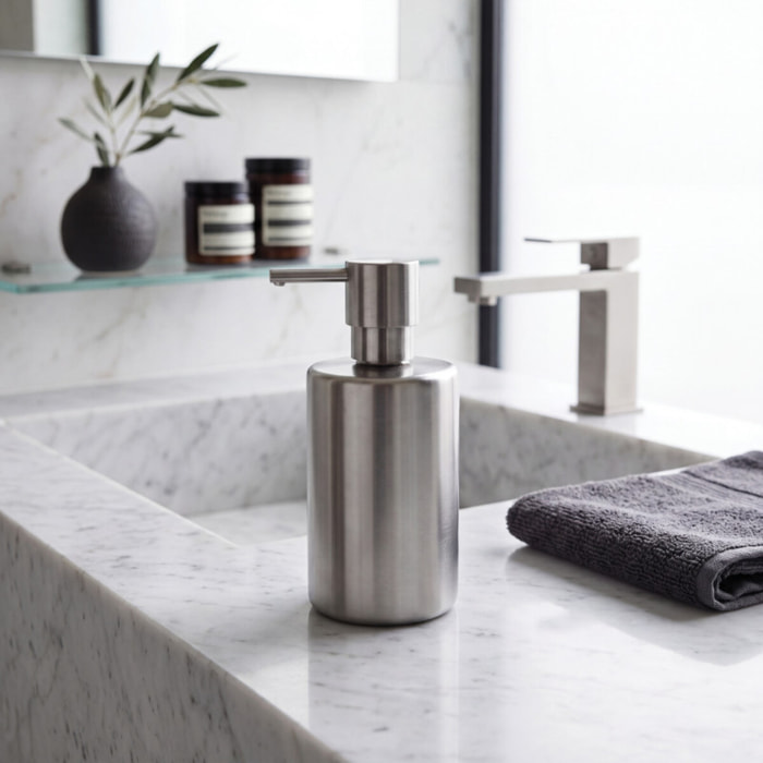 Distributeur de savon Céramique TUBE-MATT Argent mat Spirella