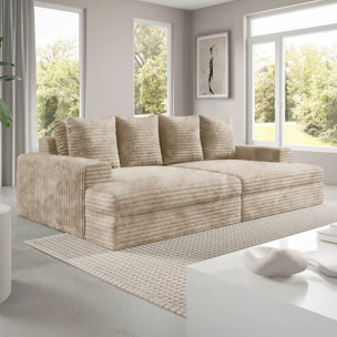 CAMELIA - Canapé 3 places en velours côtelé épais taupe