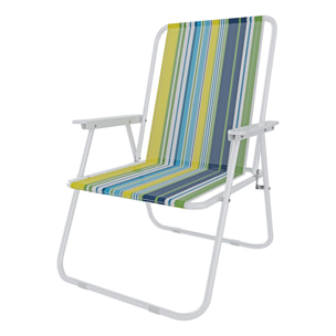Sedia Pieghevole Da Spiaggia Campeggio Camping Leggera E Resistente In Metallo In Tessuto Oxford 600D Con Braccioli Seggiola Verde Azzurro Giallo