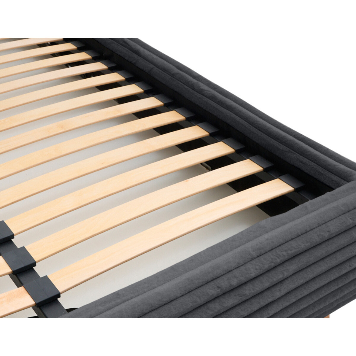 Cristal - lit coffre - 160x200 - sommier inclus - fausse fourrure côtelée - Gris Anthracite