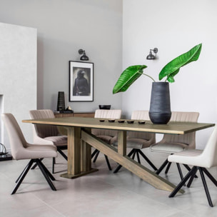 Table chêne massif 240 cm pied oblique HUDSON
