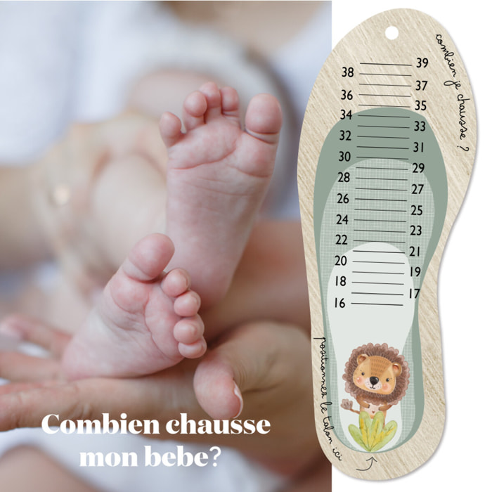 Toise Pédimetre Lion Toise mesurer les pieds de son enfant. Adorable ! Toise en bois .