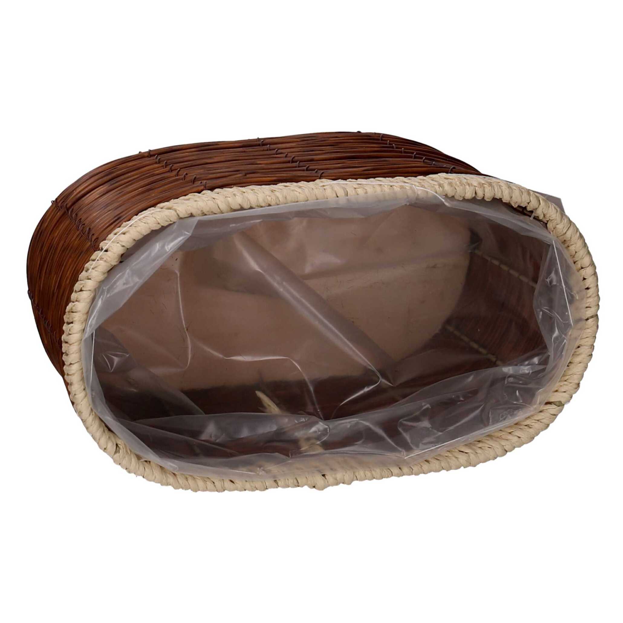 Set di 2 portavasi Vacchetti in polyrattan noce ovale cm28x18h16