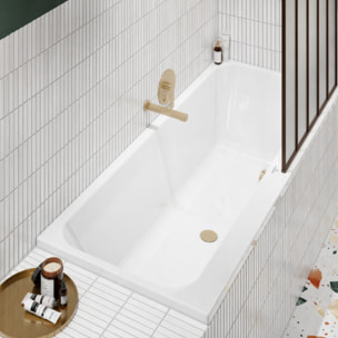 Baignoire droite 170 x 70 VILLEROY & BOCH Architectura + Pieds + Vidage de baignoire WIRQUIN doré