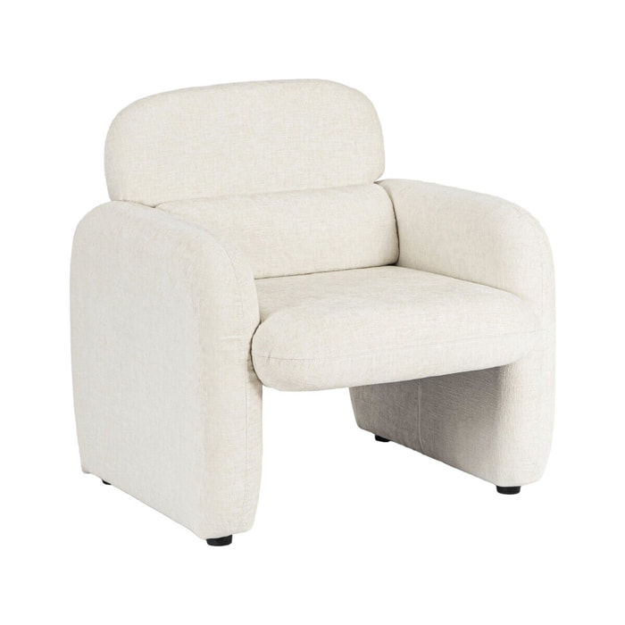 Fauteuil lounge en tissu chiné "Cozmo" - 78 x 79 x 77 cm - Crème
