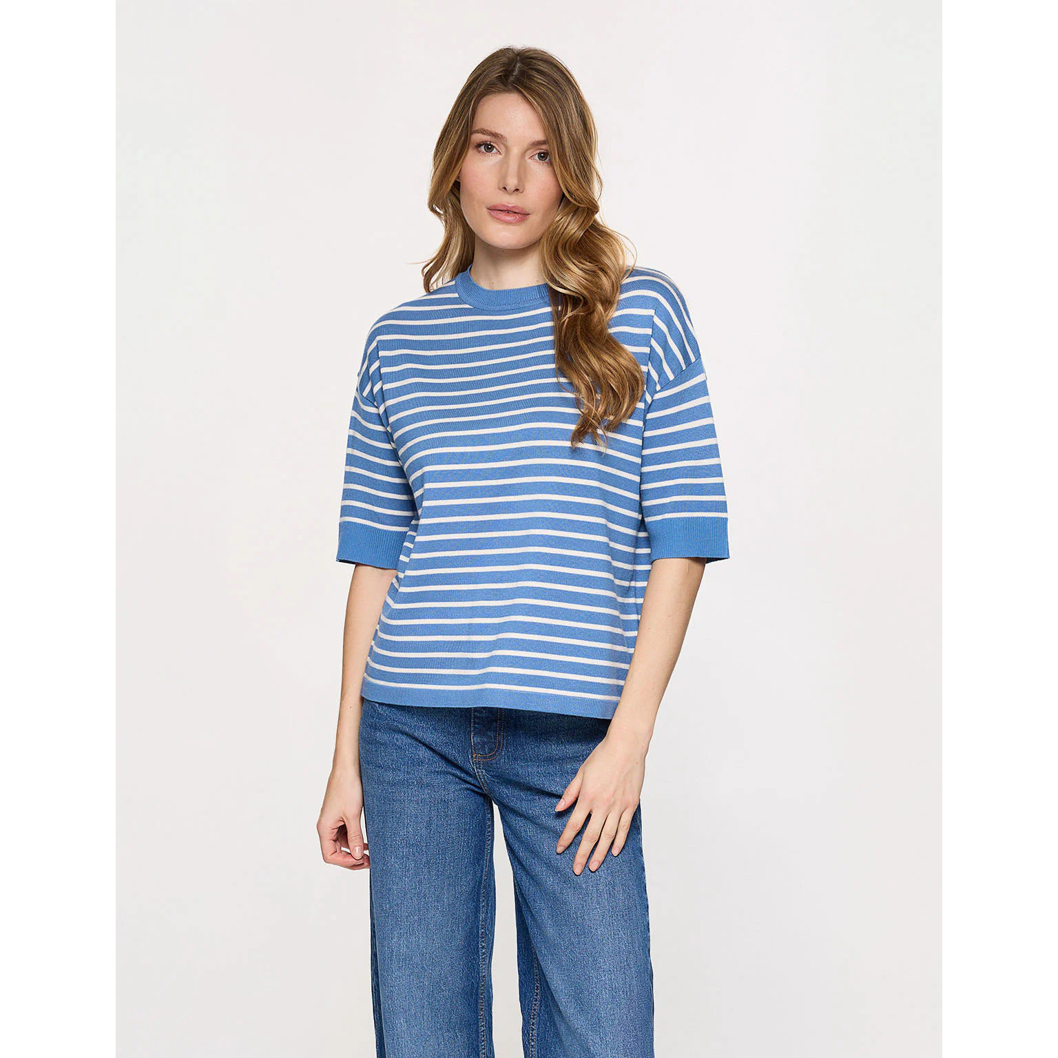 Camiseta de Punto a Rayas Azul - Gratera