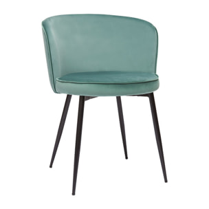 Chaises design en tissu velours vert céladon et métal noir (lot de 2) SERIF
