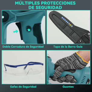 Mini Motosierra Bateria 6000mAh 8 Pulgadas Motosierra Eléctrica con 580W Motor sin Escobillas 2 Baterías Palo Telescópico y Doble Bloqueo para Podar Árboles de Jardinería y Madera