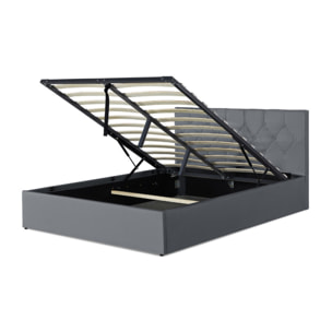 Lit coffre Hannah PVC avec sommier - Gris