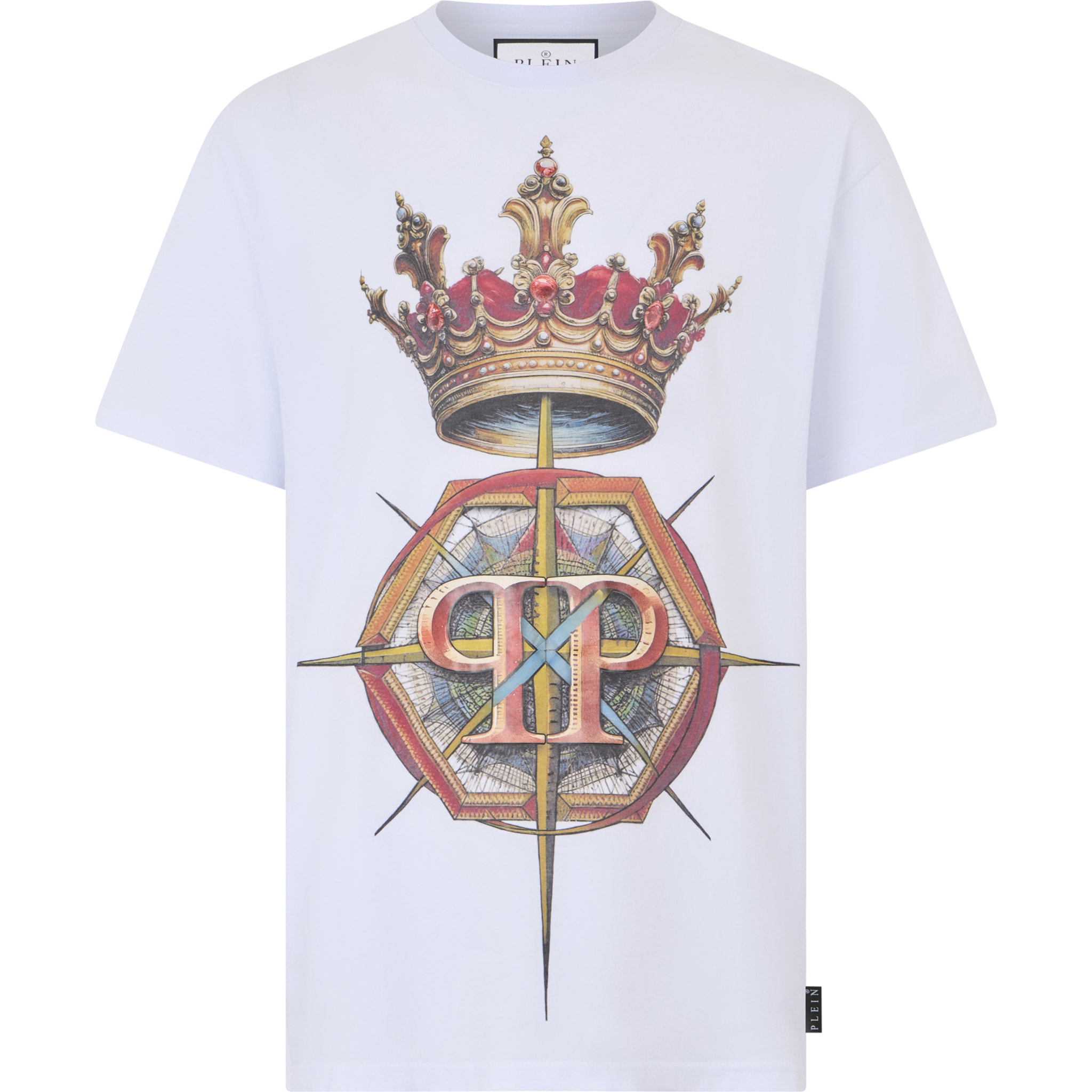 PHILIPP PLEIN Round Neck T-Shirt Crown Hexagon