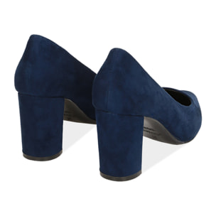 Zapato de tacón azules de microfibra, tacón 7,50 cm