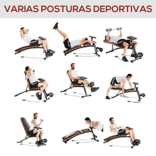 Banco de Musculación Plegable, Banco de Pesas, Respaldo Inclinable de 7 Niveles, Extensión de Pierna, Cojín de Predicador, Banda de Resistencia, para Entrenamiento Completo, Casa Gimnasio, Rojo