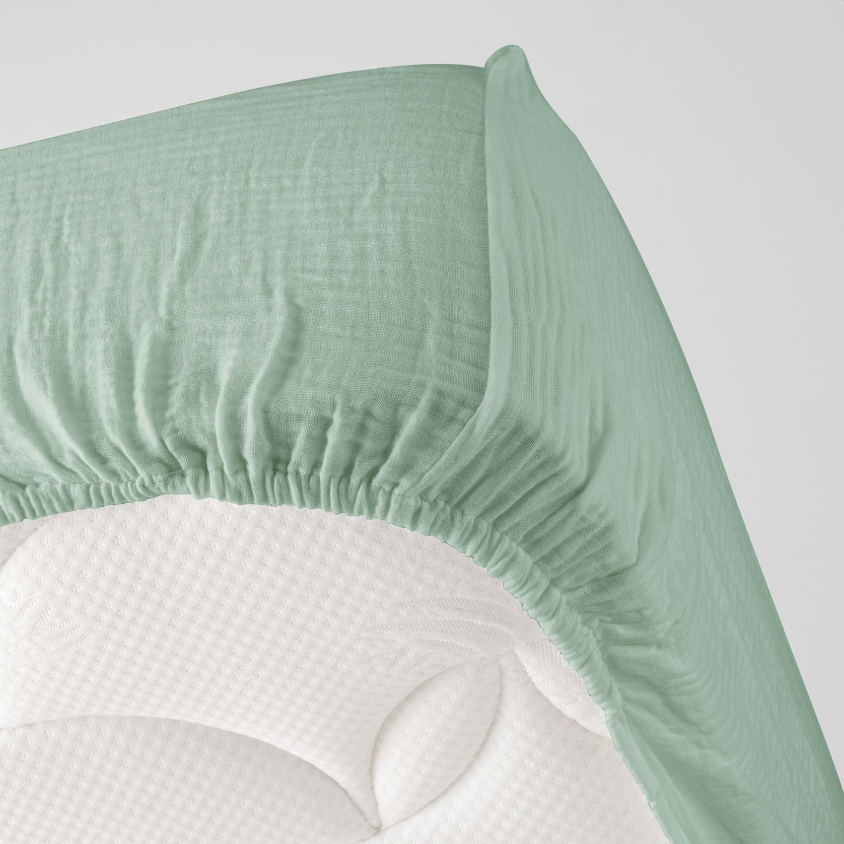 Drap Housse en gaze de coton - Sauge