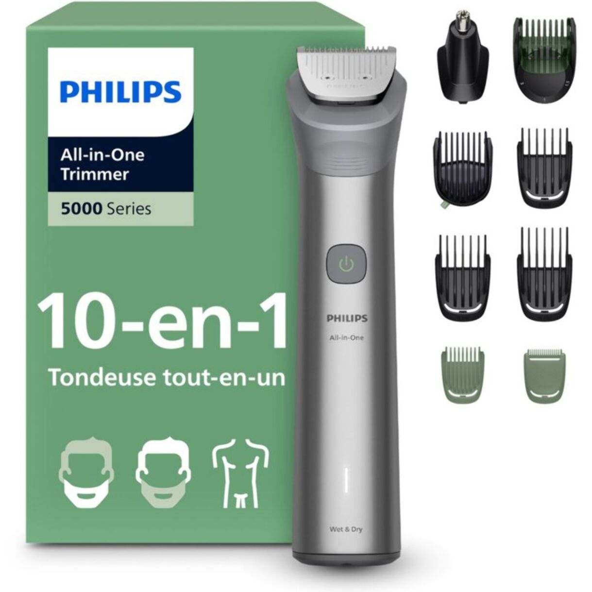 Tondeuse multi usages PHILIPS MG5931/15 Series 5000,  13 hauteurs de coupe, précision 0,5 mm, autonomie 120 mn