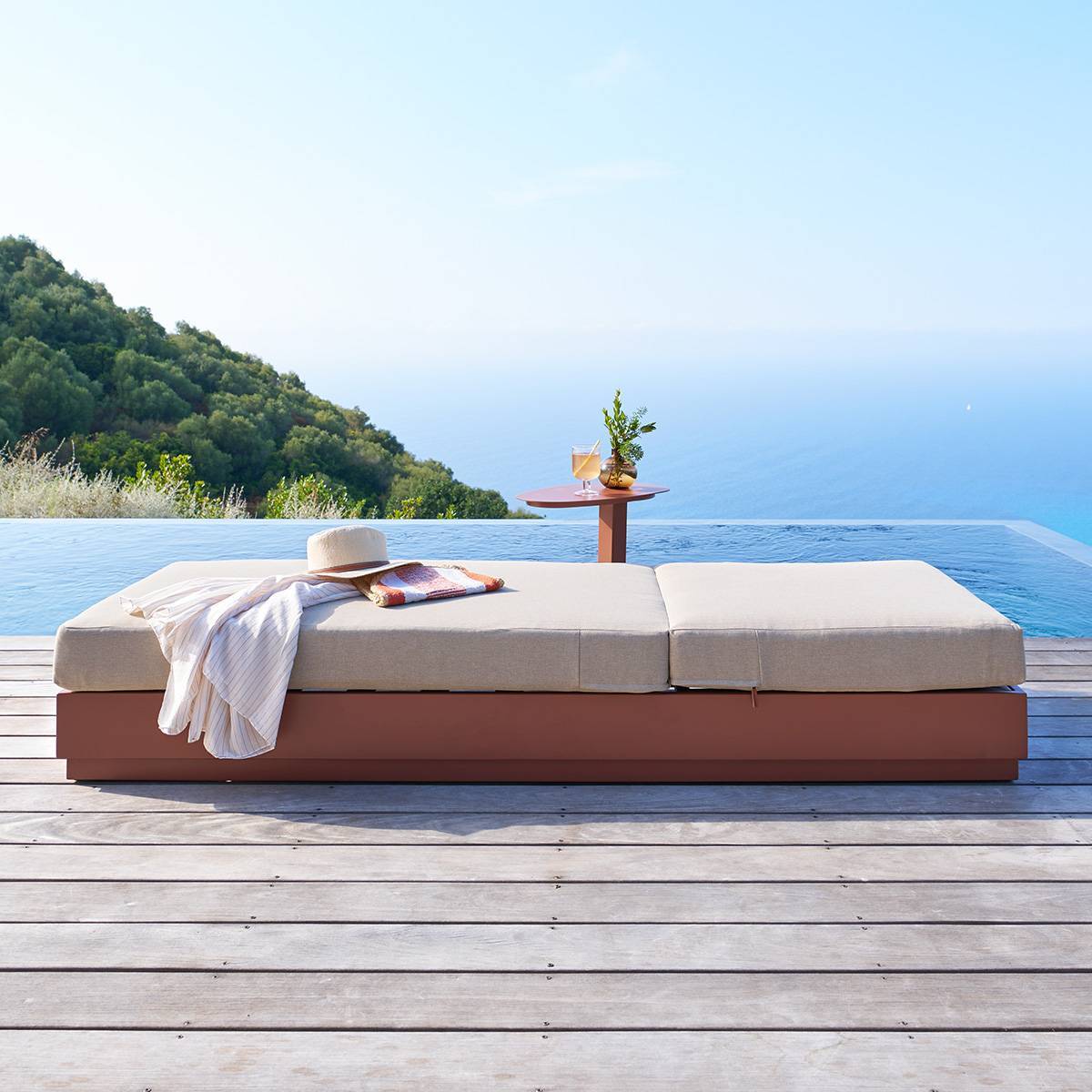 Lit de piscine Allure beige acajou