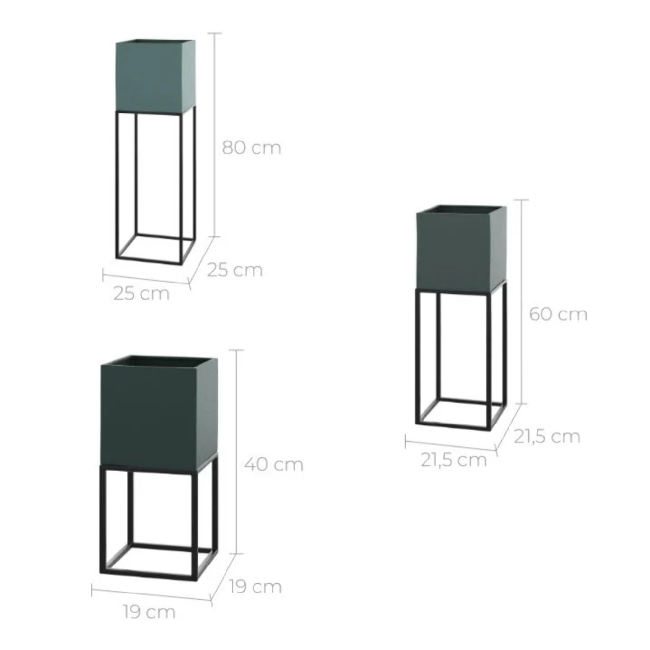 Cache-pot en métal bleu gris (lot de 3) - Eagle