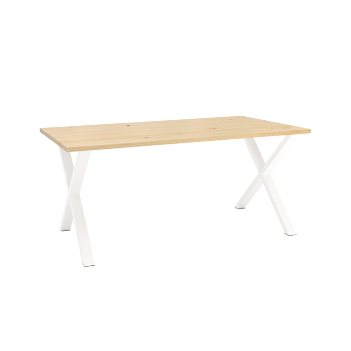 Table en bois massif ton naturel et blanc de différentes tailles