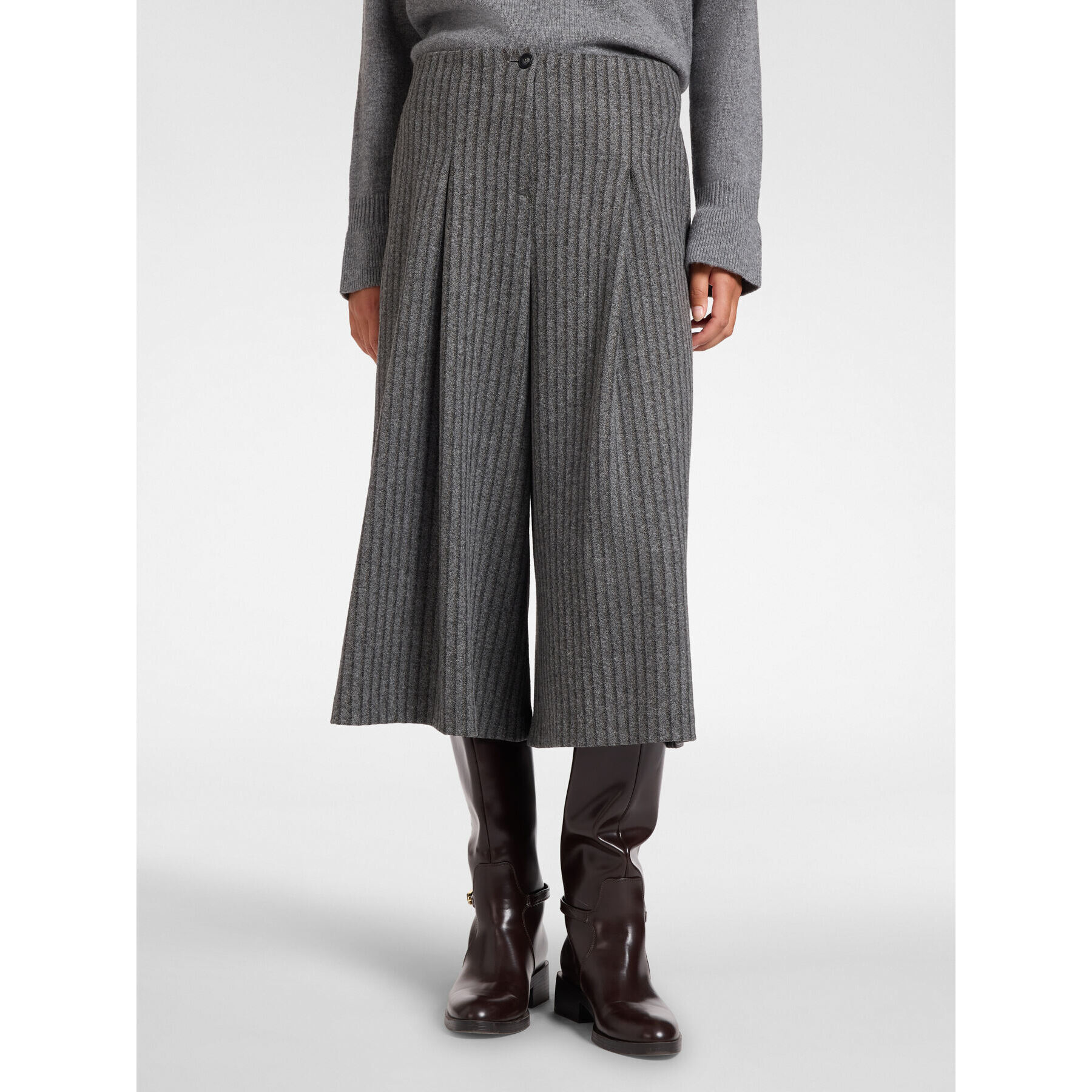 Elena Mirò - Pantalones cropped de rayas jacquard - Gris