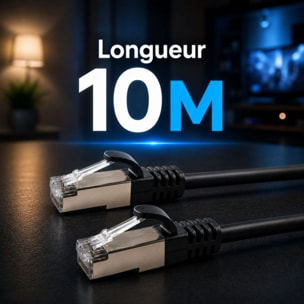Câble Ethernet ESSENTIELB RJ45 10M Droit CAT6E noir