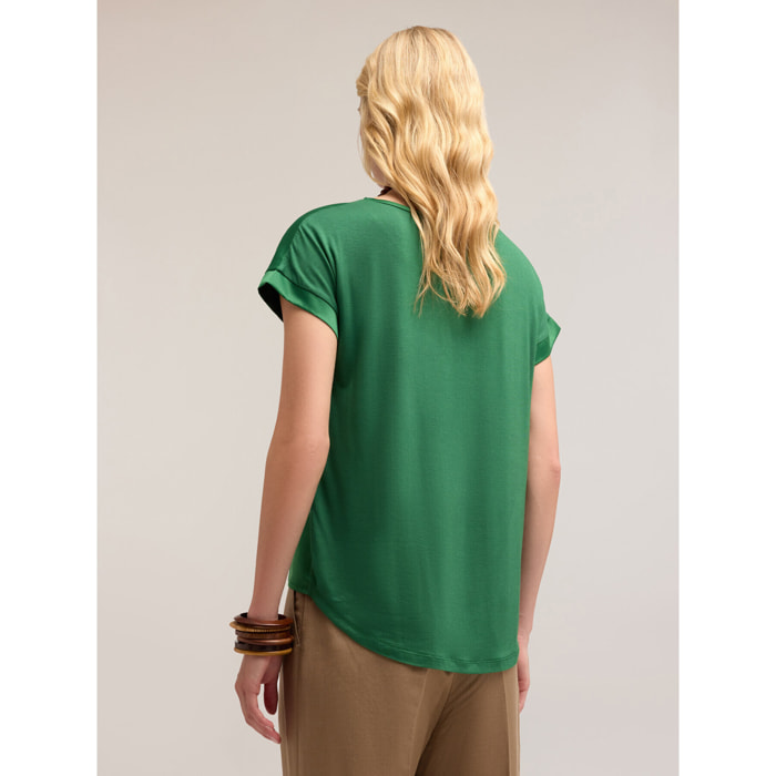 Motivi - T-shirt bimaterica - Verde