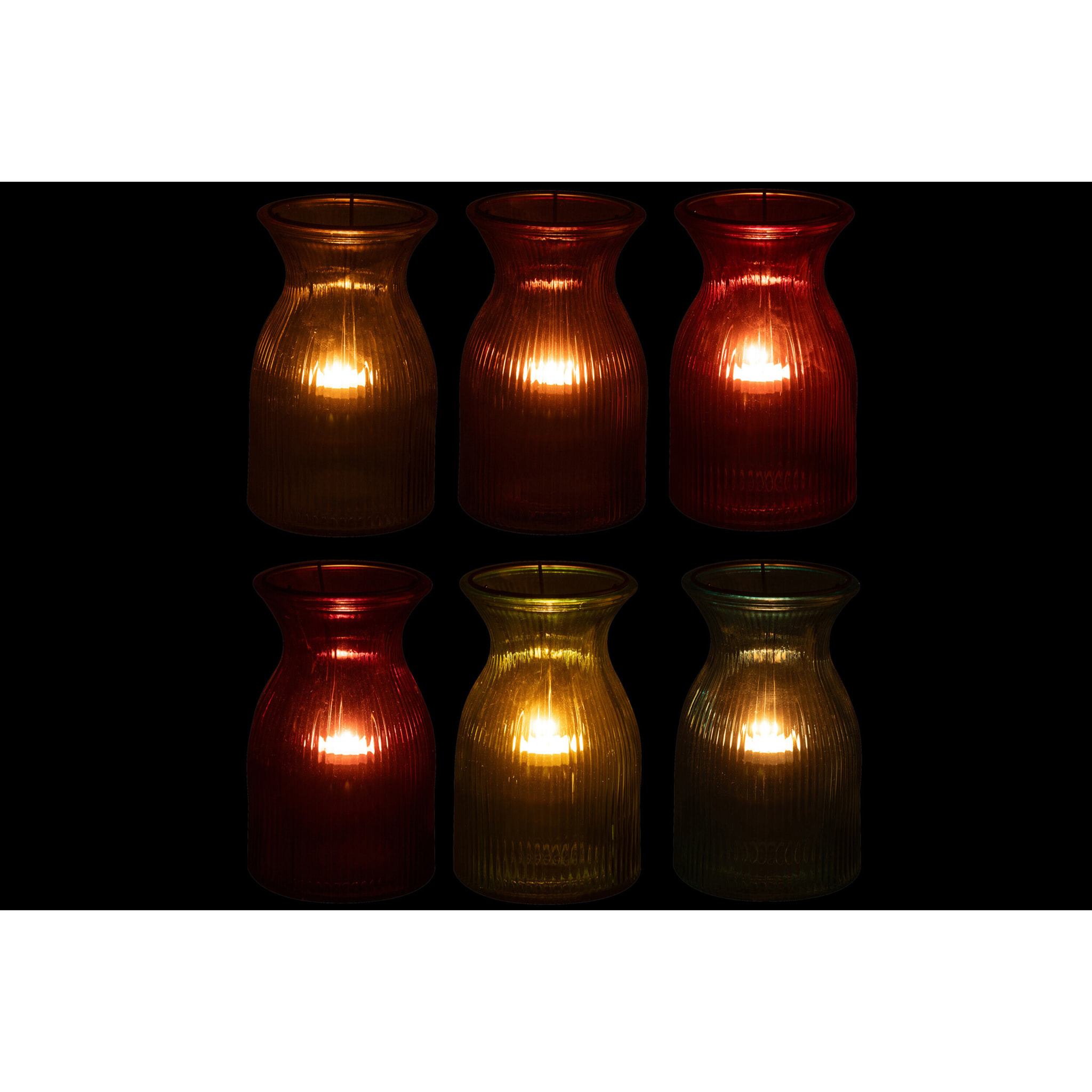 J-Line plateau bougeoir Popa - verre - mix - 6 pièces