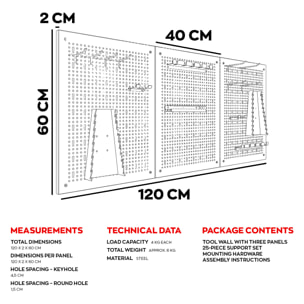 Planner - Pannello forato per appendere attrezzi, scaffale da parete da officina