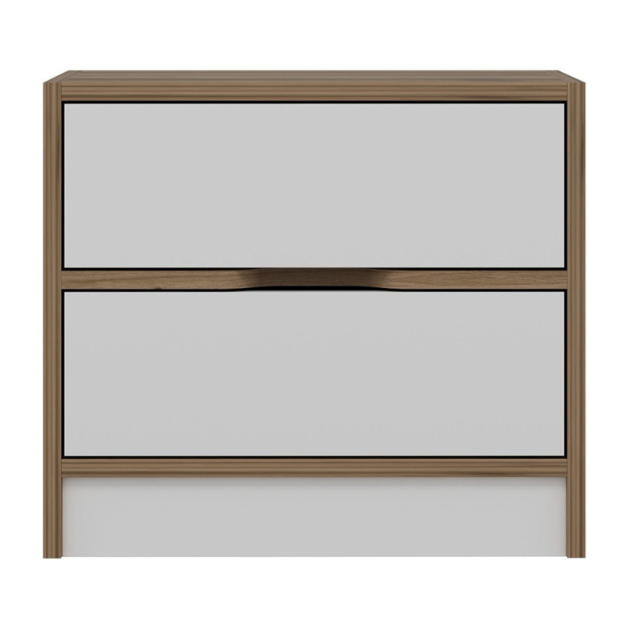 Table de chevet bois et blanc 2 tiroirs CLARA