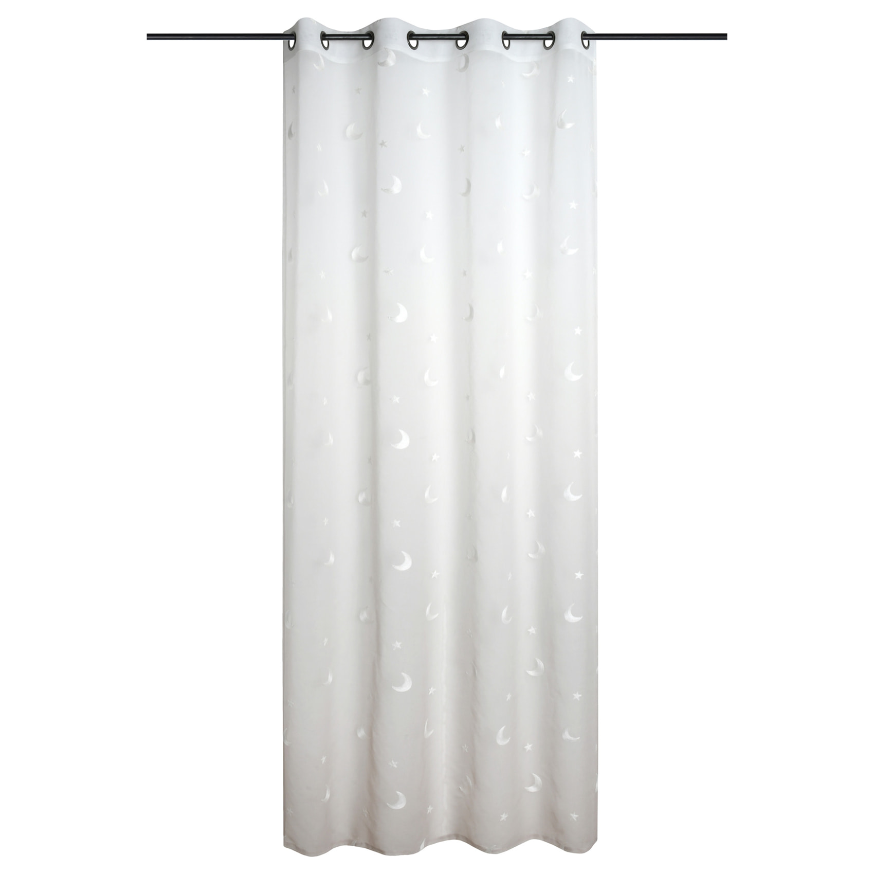 Voilage enfant brodé étoiles et lunes - Naturel