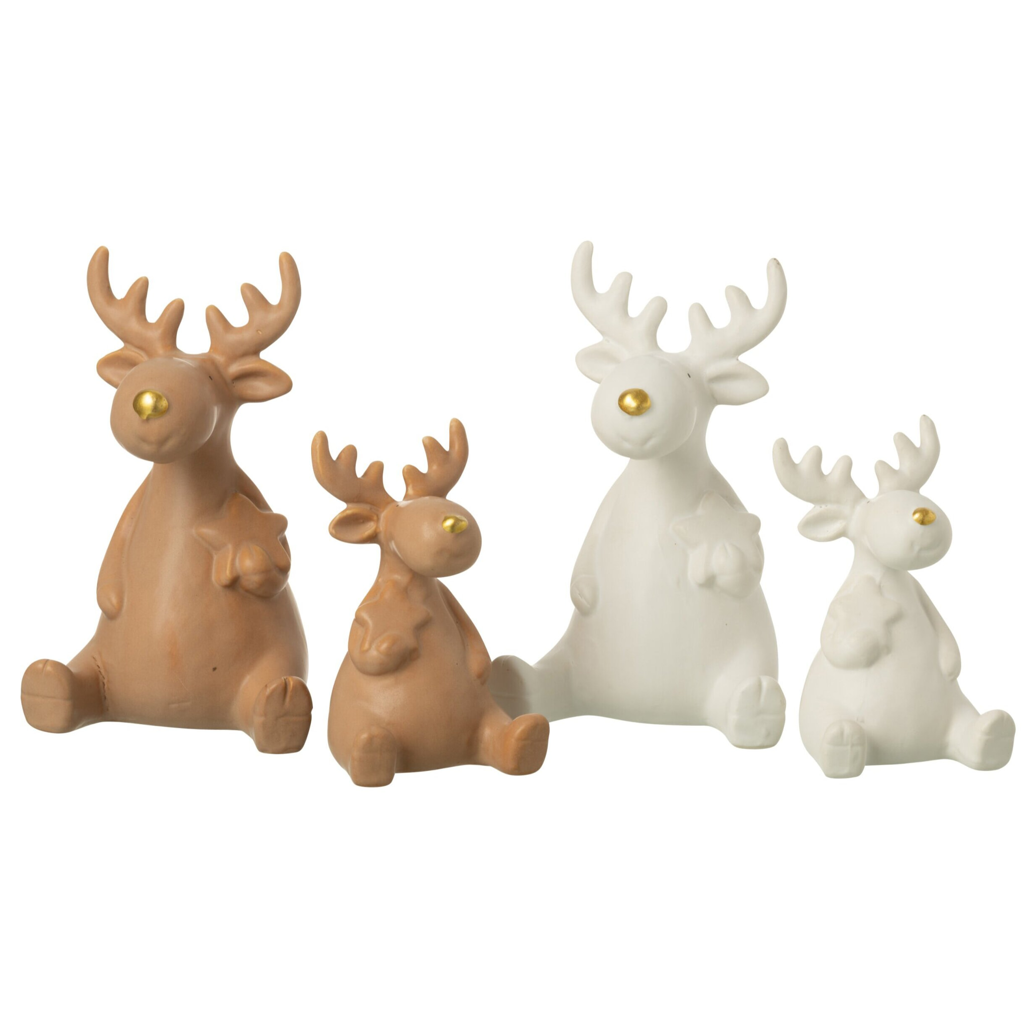 J-Line figurine Renne - porcelaine - blanc/beige - large - 2 pcs