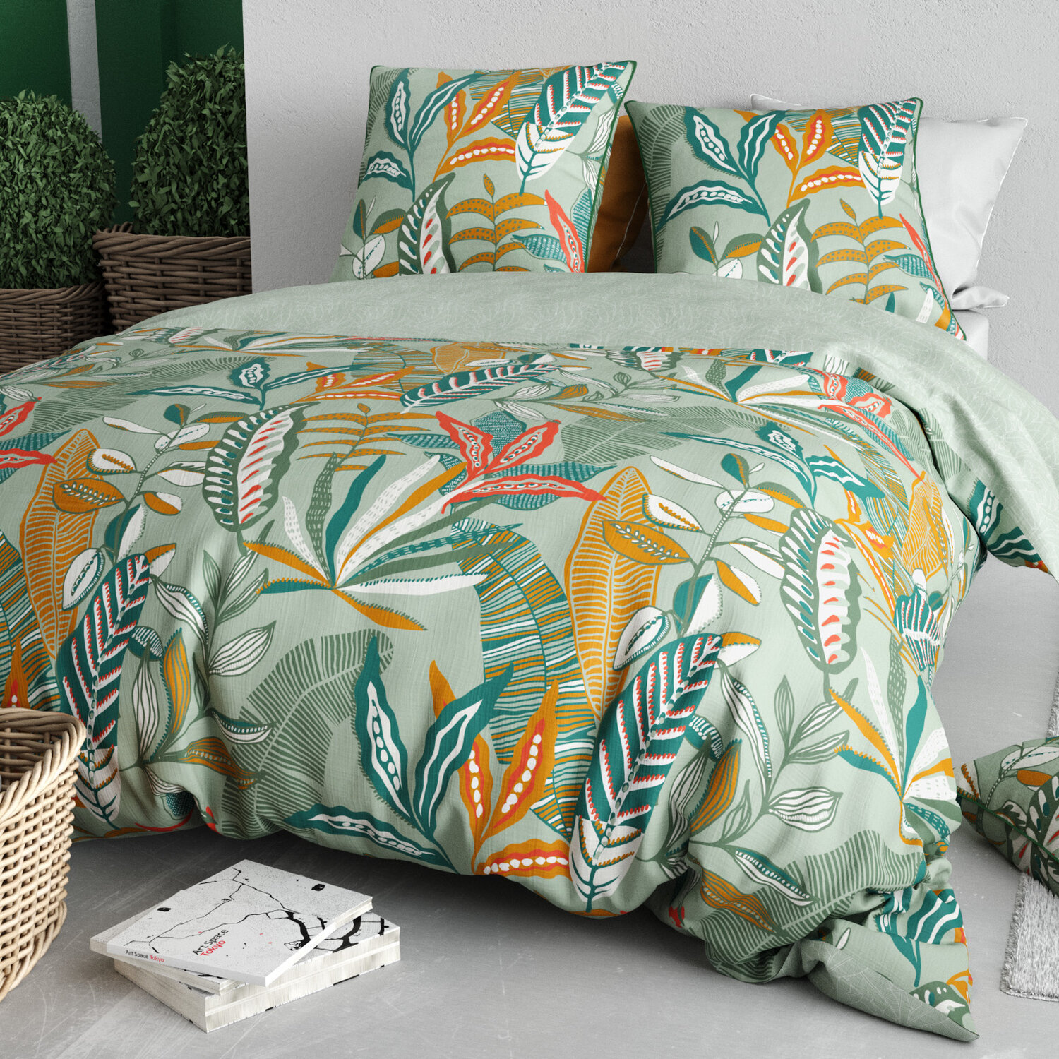 Parure housse de couette + taie(s) 100% coton 57 fils lily