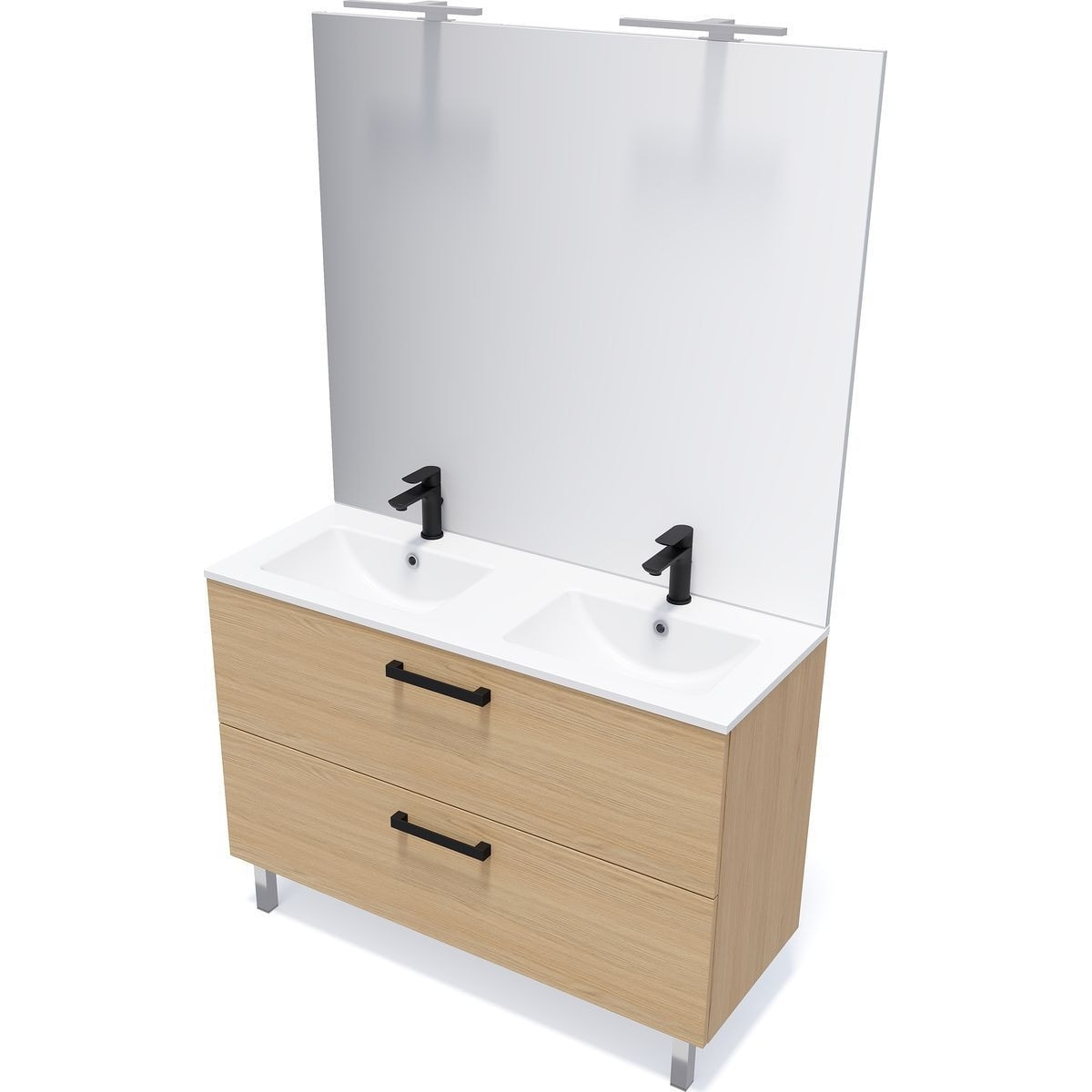 Meuble salle de bain double vasque 2 tiroirs - CHELSEA