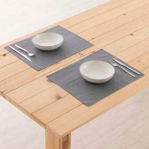 Lot de 2 sets de table imperméables et anti-taches 100% lin Anthracite 45x35 cm