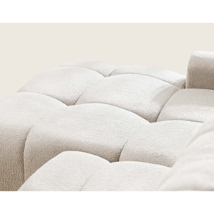 Yulin - Canapé d'angle ouvert gauche 4 places convertible avec coffre en tissu bouclette - Beige