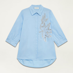 Oltre - Camisa amplia con parche de joya - Light - blue