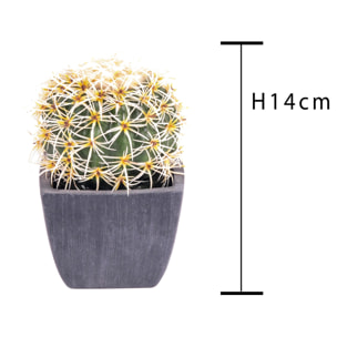 Cactus Con Vaso. Diametro 14 Cm - Pezzi 4 - 9,5X13,5X9,5cm - Colore: Verde - Bianchi Dino - Piante Artificiali