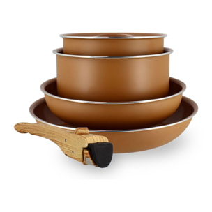 Batterie de cuisine 5 pièces en aluminium recyclé noisette