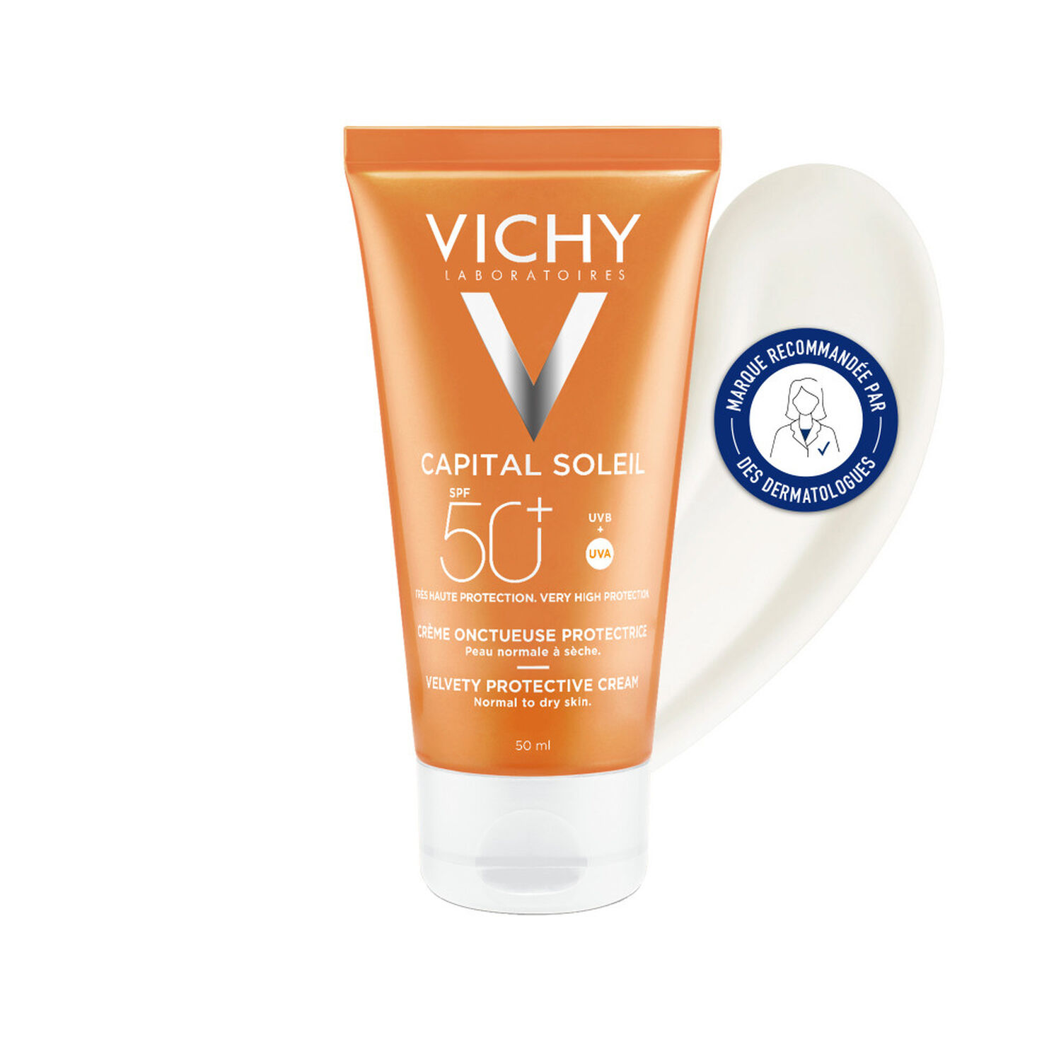 Capital Soleil SPF 50+ - Crème Visage Onctueuse Perfectrice de Peau 50 ml