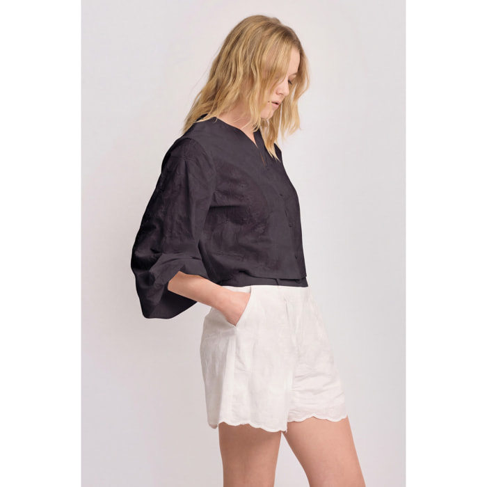 Kocca - Blusa ricamata in puro cotone Donna, Tinta unita, Girocollo