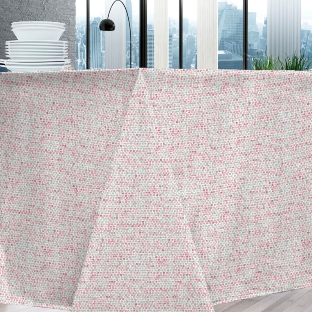 Nappe coton enduit PERLE rose